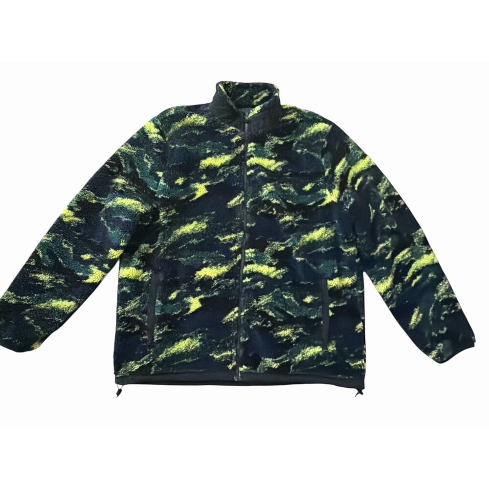 American Eagle Large Sherpa Fleece Full Zip Colorful Camo Jacket Sweater